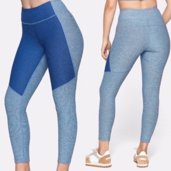 Outdoor Voices Athletic Leggings Blue ColorBlock Small - Picture 2 of 7